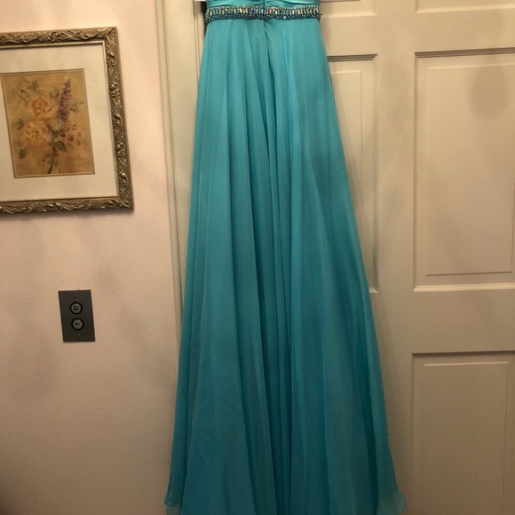 Sherri Hill aqua prom dress👗 size 0 - Picture 8 of 8